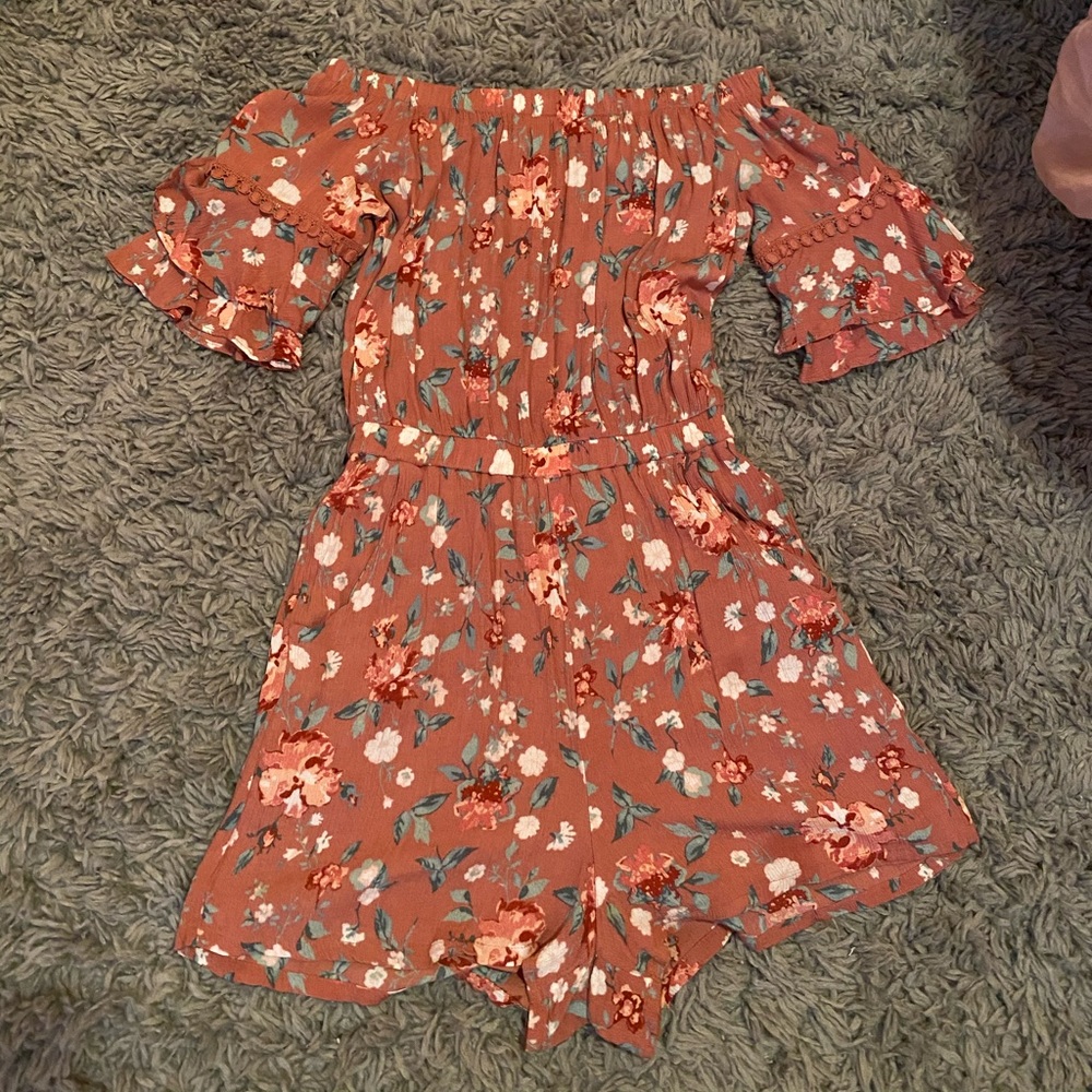 Off the shoulder pink romper